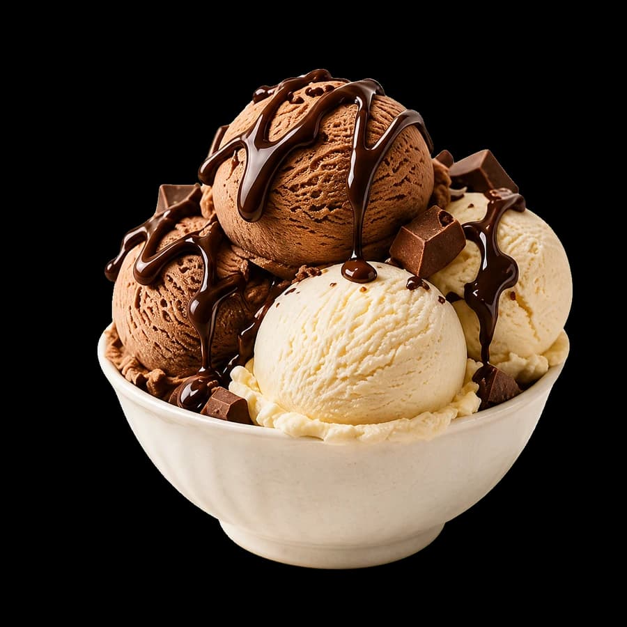 Bowl of Frostora ice cream scoops